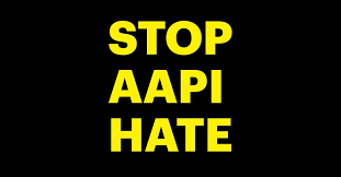 Yellow letters on a black background saying Stop AAPI Hate