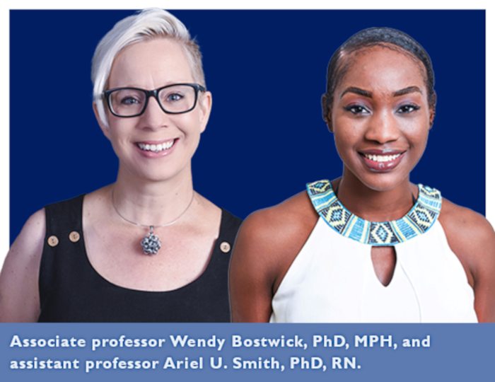 Two recent papers by UIC College of Nursing faculty found that microaggressions – common, subtle indignities – can be just as harmful as a major discriminatory event, contributing to negative mental and physical health outcomes in bisexual women. Associate professor Wendy Bostwick, PhD, MPH, and assistant professor Ariel U. Smith, PhD, RN, were co-authors on both papers, one published in the Journal of Bisexuality and the other in Psychology of Sexual Orientation Gender Diversity, a publication of the American Psychological Association. Both relied on findings from the Women’s Daily Experience Study of 112 ethnically and racially-diverse bisexual women. Bostwick is principal investigator on a National Institute on Minority Health and Health Disparities grant which funded the Women’s Daily Experience Study, one of the first ever to focus on bi-identified women and mental health. Participants completed a baseline survey, followed by 28 days of e-diaries to capture microaggressions that they may have experienced during the previous 24 hours. “The old saying goes, ‘sticks and stones may break your bones, but words can never hurt you,” Smith says. “But you look at the data and realize that’s simply not true. Microaggressions that someone has experienced over a lifetime are correlated with mental and physical ailments they experience even today.” The researchers looked at microaggressions related to sexual orientation, race and gender. Microaggressions could include denying a person’s bisexuality—suggesting it’s “just a phase”—or a rude or insulting comment about lesbian or gay individuals. A comment minimizing or denying the existence of racial discrimination is an example of a racial microaggression. Participants reported an average of eight microaggressions of any type in the previous month, with almost all women—97%—reporting at least one microaggression throughout the duration of the study. Gender-based microaggressions were reported the most frequently. Women reported being sexually objectified on more than 15% of the days recorded. The papers also found microaggressions were associated with poor mental health and binge drinking, smoking and marijuana use. The most consistent finding was an association between microaggressions and anxiety. “Our findings suggest that for bisexual women, the weight of denigrating comments about their sexual identity, gender and race can contribute to poor health outcomes—whether such comments happened last year or yesterday,” Bostwick says. “Of course, these comments are situated in a larger context of systemic inequities, which may render bisexual women with fewer resources to cope when confronted with dismissive and disparaging comments about core aspects of who they are and their own lived experiences.” Bisexual women of color were a majority in the study—57%—a group that is notably absent in the literature, the researchers say. Latina bisexual women reported worse health outcomes than Black and White bisexual women in their daily diaries. Smith says the impact of microaggressions on bisexual women of color is an area where further research is needed. “So often we focus on the large discriminatory events, like being denied housing or being fired from a job,” Smith says. “These subtle comments and slights can be just as harmful. That’s why it’s important to address it through education – understanding and recognizing what a microaggression is and then adapting policies to raise awareness.” Co-authors included UIC Nursing visiting research specialist Larisa Burke, MPH, Amy L. Hequembourg, Alecia Santuzzi and UIC Nursing professor emerita Tonda Hughes, PhD ’89, RN, FAAN.