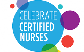 image of bubble graphics and Celebrate Certified Nurses text